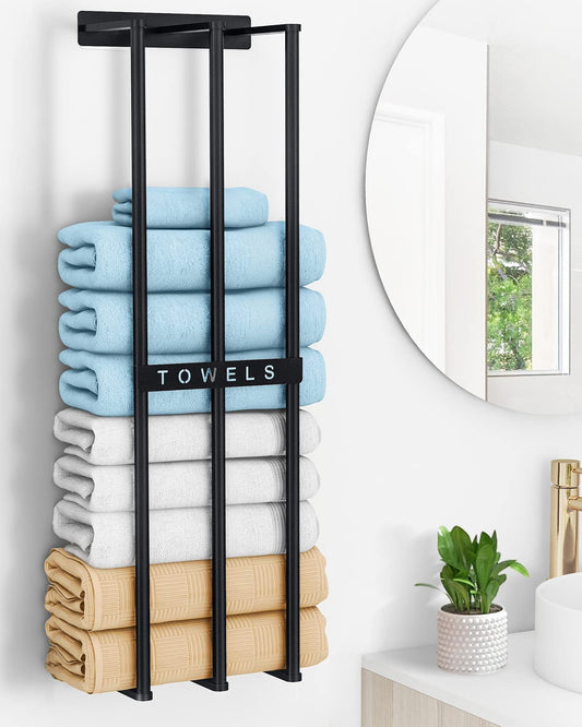 Porta Asciugamani Bagno Da Parete 75 Cm Nero Opaco Grandi Porta Salviette Bagno Metallo Organizer Portaasciugamano per Asciugamani Piegati O Arrotolati Multipli