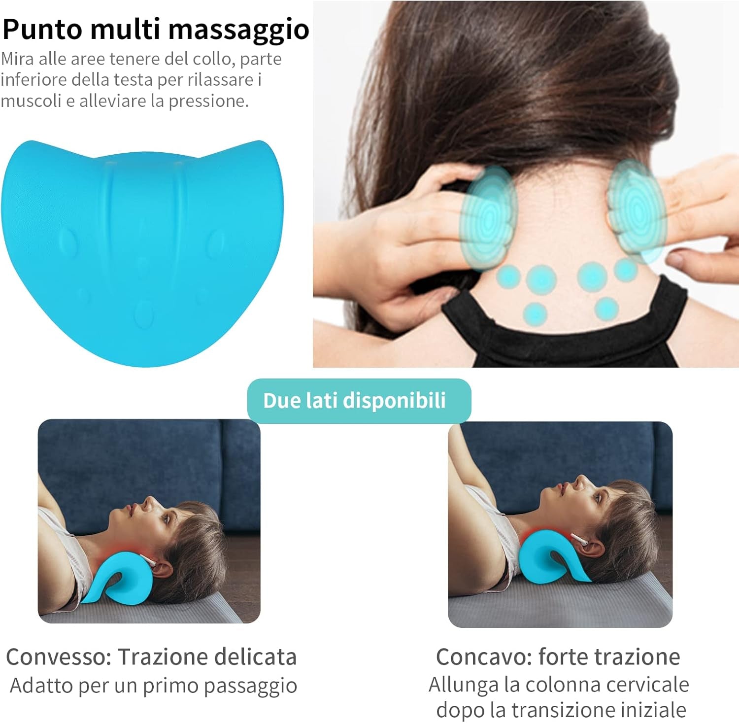 Barella per Collo Riscaldata, Nuvola Del Collo, Dispositivo Di Trazione Cervicale Con Cuscinetto Riscaldante, Rilassatore per Collo E Spalle, Cuscino Chiropratico per Alleviare Il Dolore TMJ