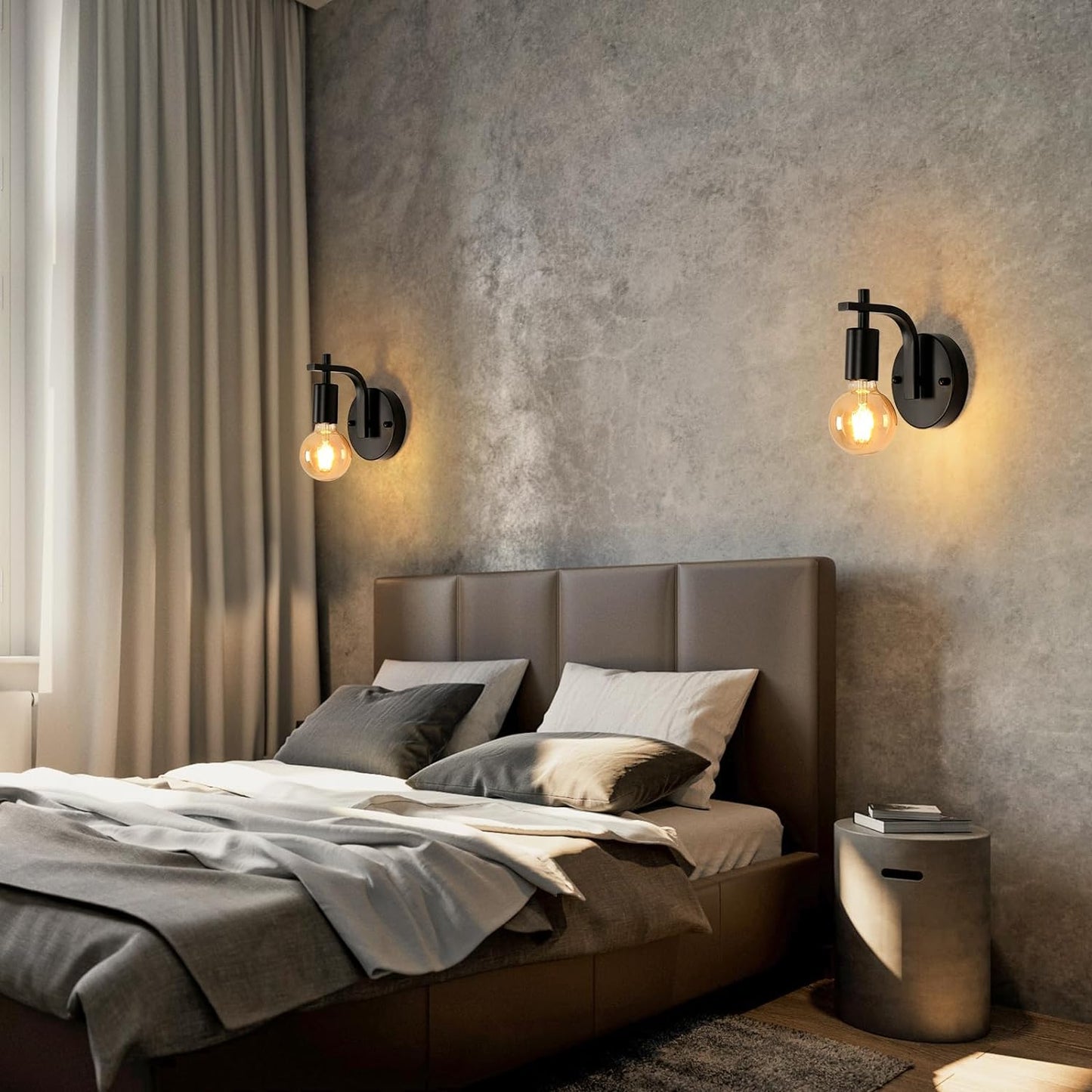 2 Pezzi Applique Da Parete Interno Vintage, Lampada Da Parete Retro Industriale, E27 Lampada a Muro in Metallo, Illuminazione Da Parete Interni per Camera Da Letto, Soggiorno, Scale, Corridoio