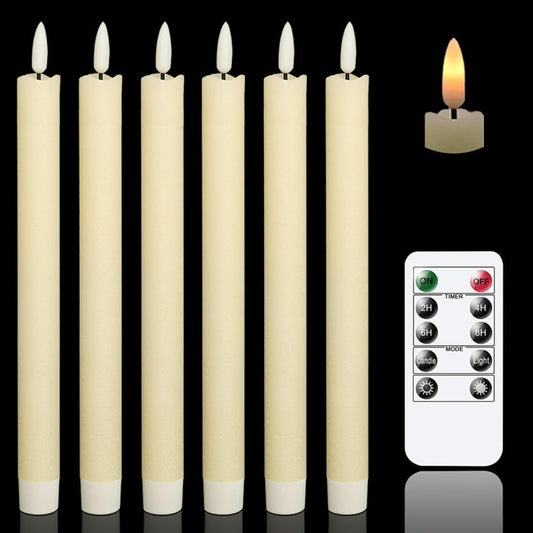 Candele Coniche Senza Fiamma, Avorio Tremolanti Con Telecomando a 10 Tasti, Funzionamento a Batteria a LED, Stoppino 3D, in Vera Cera
