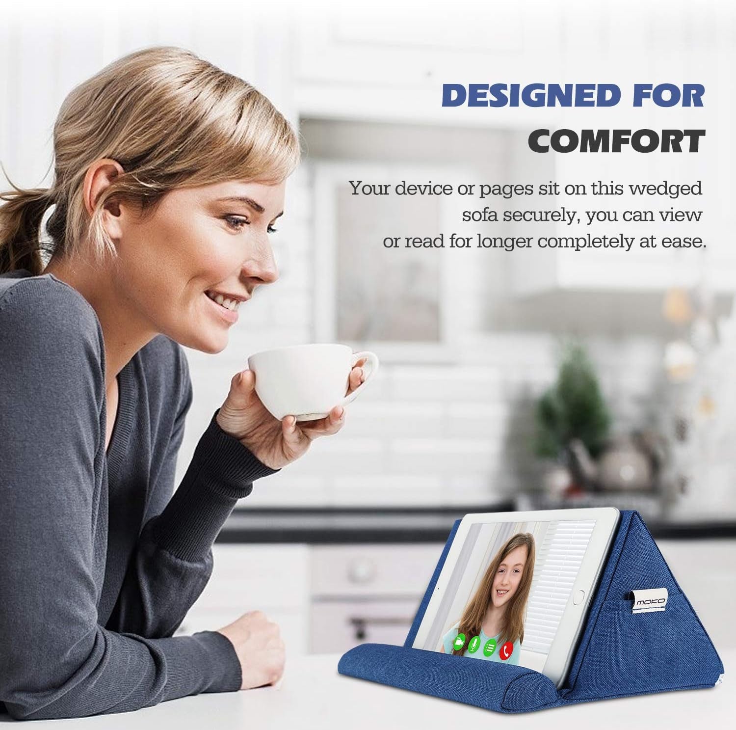 Supporto Tablet Universale in Spugna Compatibile Con Galaxy Tab S9/S9+, Ipad 10,2 10A 2022/Air 5 10,9, Microsoft Surface PRO Fino a 11", Accessori Tablet, Supporto per Tablet, Blu Marino
