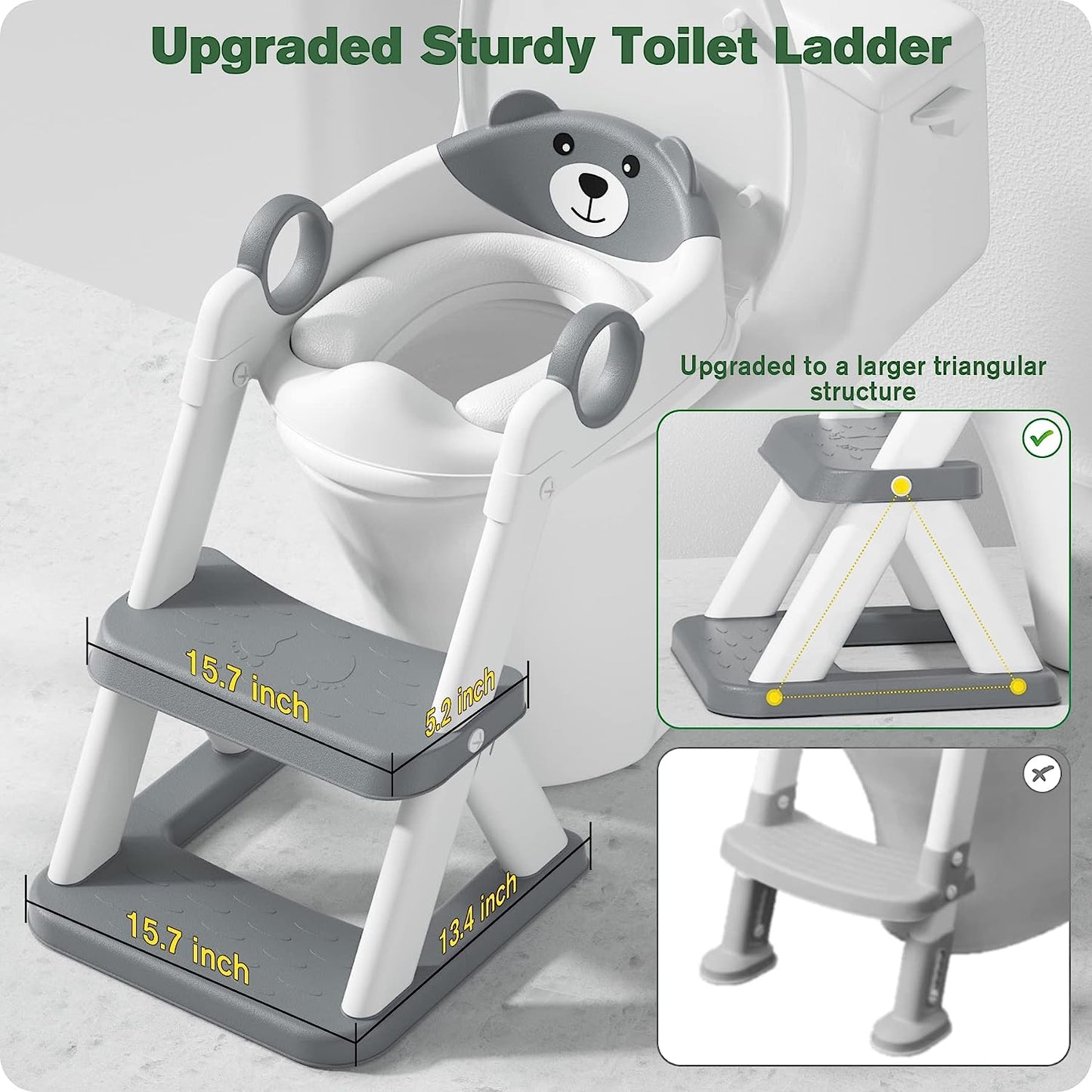 Riduttore Wc per Bambini, Sedile Rialzato per Bambini Maschi E Femmine, Sedile WC Portatile Pieghevole per Bambini, Pedana Antiscivolo Anti-Spruzzo, Scala per Sedile Del Water