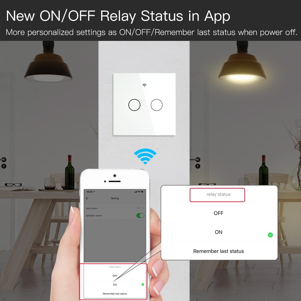 Zigbee Interruttore Intelligente, Richiede Tuya Zigbee HUB, Non Richiede Neutro, Non Richiede Condensatori, Compatibile Con L'App Smart Life Tuya Alexa Google Home, 2 Gang, Bianco