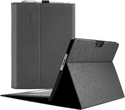 Custodia in Pelle per Microsoft Surface Pro 11 / Pro 10 / Pro 9 13 Pollici (2022), Custodia Protettiva Surface Pro 9 Con Multi Angolo, Cover Compatibile Con Tastiera Con Portapenne Grigio