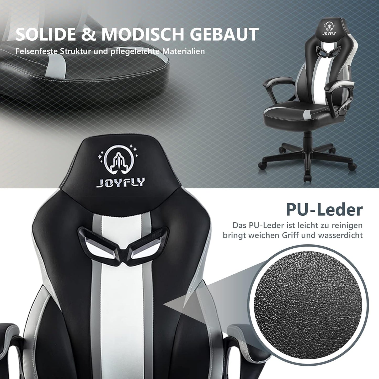 Sedia Gaming Ergonomica Sedia Da Ufficio Con Supporto Lombare Pelle Di PU Poltrona per Gamer Con Altezza Regolabile, Adulti Giovani(Nero)