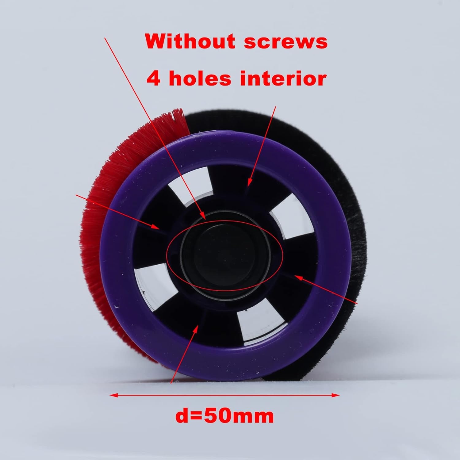 Spazzola a Rullo Di Ricambio per Pulizia Tappeti, 4 Fori Interni, D = 50 Mm, Adatta per Aspirapolvere Dyson V7