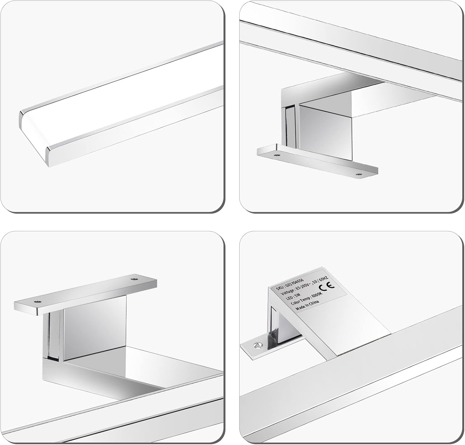 Lampada Da Specchio LED 5W 400LM, Lampada Da Specchio per Bagno Bianco Freddo 6000K, Lampada Da Armadio 30Cm IP44, 230V Illuminazione per Specchio Bagno (300Mm)