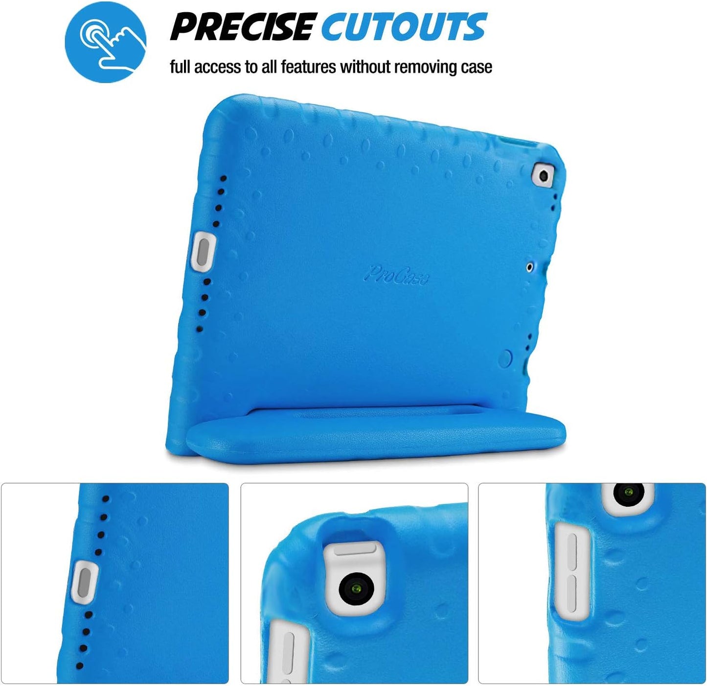 Custodia Bambini per Ipad 9 2021/Pad 8 2020/Pad 7 2019/Ipad 10.2/Ipad Pro 10.5 2017/ Ipad Air 3 2019, Rigida Custodia Antiurto per Bambini Con Kickstand,Leggera Protettiva Custodia -Blu