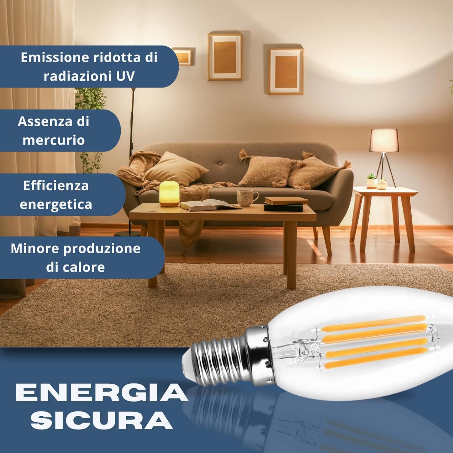 - 10 Lampadine Led E14 Luce Calda - Lampadina E14 Luce Calda 4W - Lampadina Vintage Risparmio Energetico - Luce Led Eco Friendly Lampadine a Led