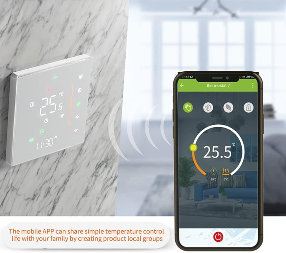 Termostato Intelligente Wifi, Programmabile Settimanalmente, Supporta Touch Control/Mobile App/Controllo Vocale, Compatibile Con Alexa/Google Home, per Caldaia a Gas 3A, Bianco