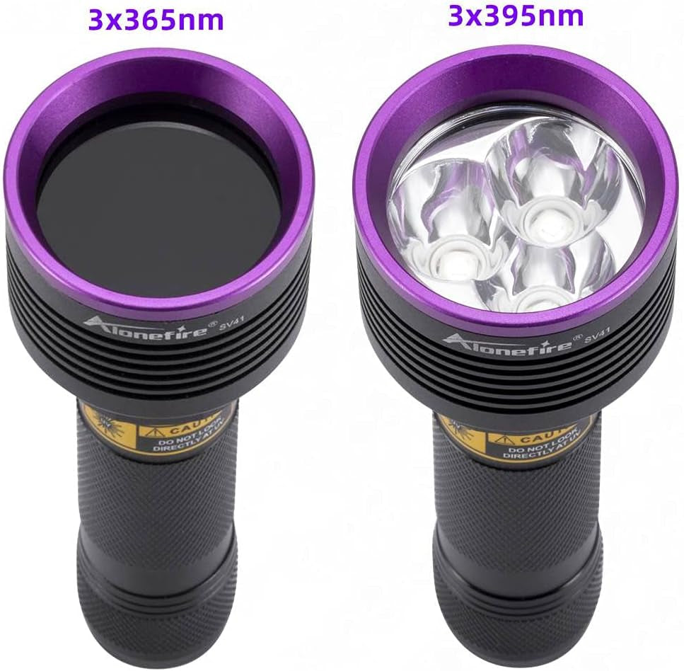 SV41 395Nm Torcia UV Professionale 10W Ricaricabile Ultravioletti Luce Nera Rileva Urina per Resina, Pesca, Fluorescina, Scorpioni, Colla Con Occhiali Protettivi UV, Batteria,Caricabatterie