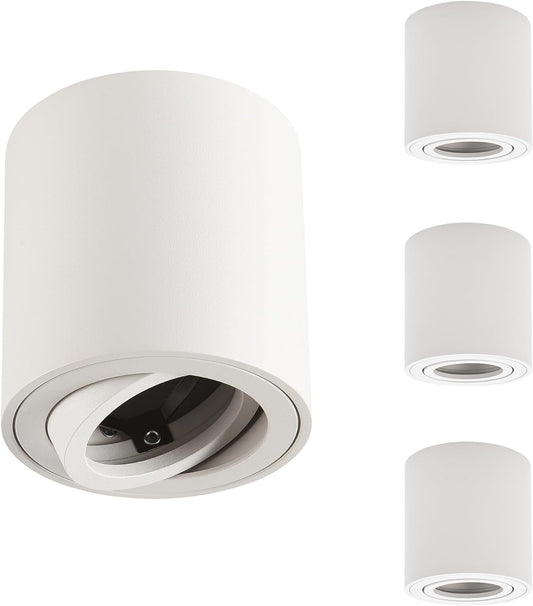 Faretto Da Soffitto Orientabile 4 Pcs,Led Faretti Da Soffitto 230V, Alluminio Lampada Da Soffitto Downlight,Rotondo Faretto Interni,Bianco Plafoniera Led Soffitto Moderna,Con Attacco GU10