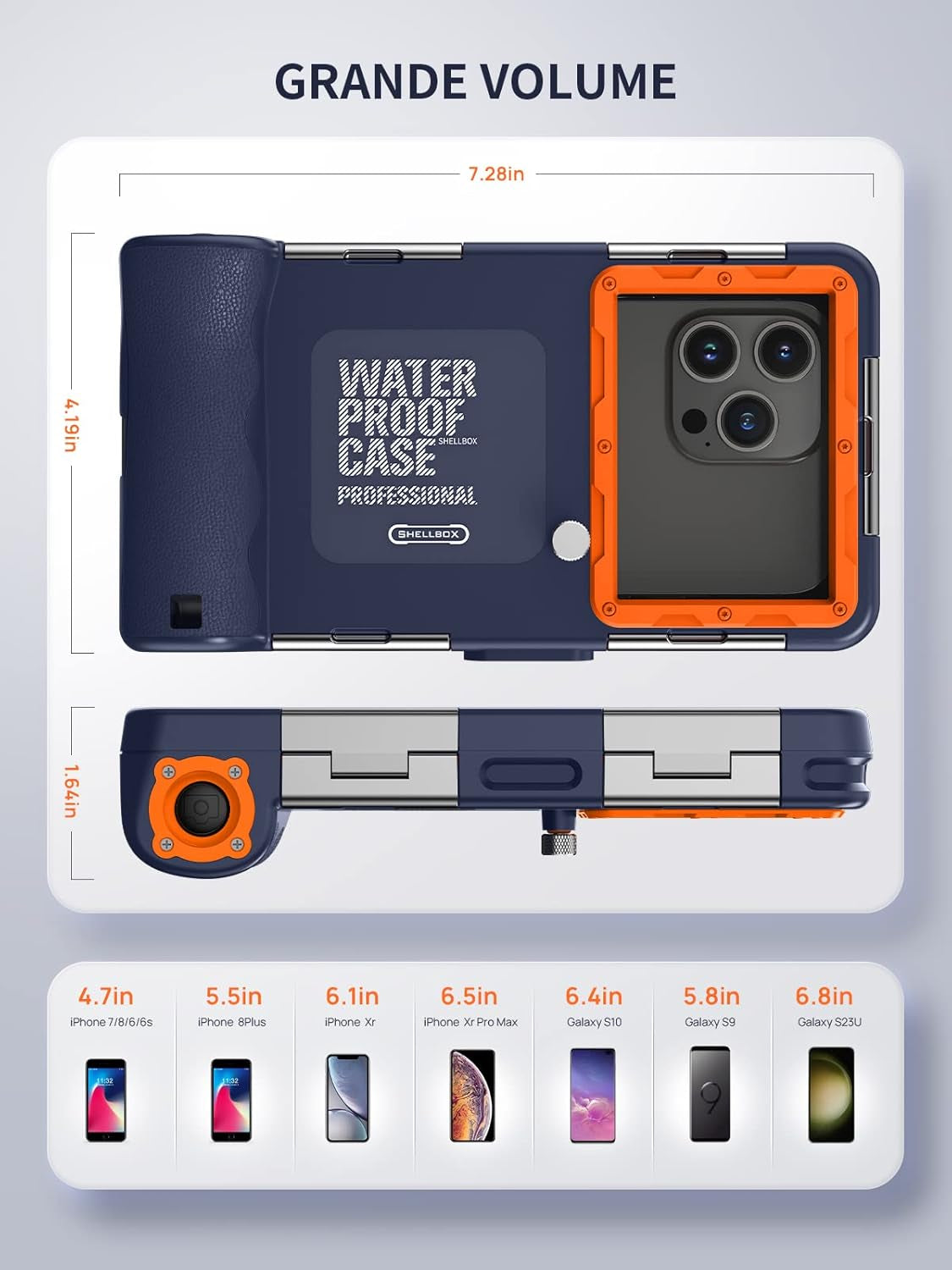 Custodia Impermeabile Subacquea Professionale IP68 15M per Iphone Samsung Huawei Xiaomi,Compatibile Con Telefoni Fino a 6,9 Pollici,Adatto per Immersioni Snorkeling Surf