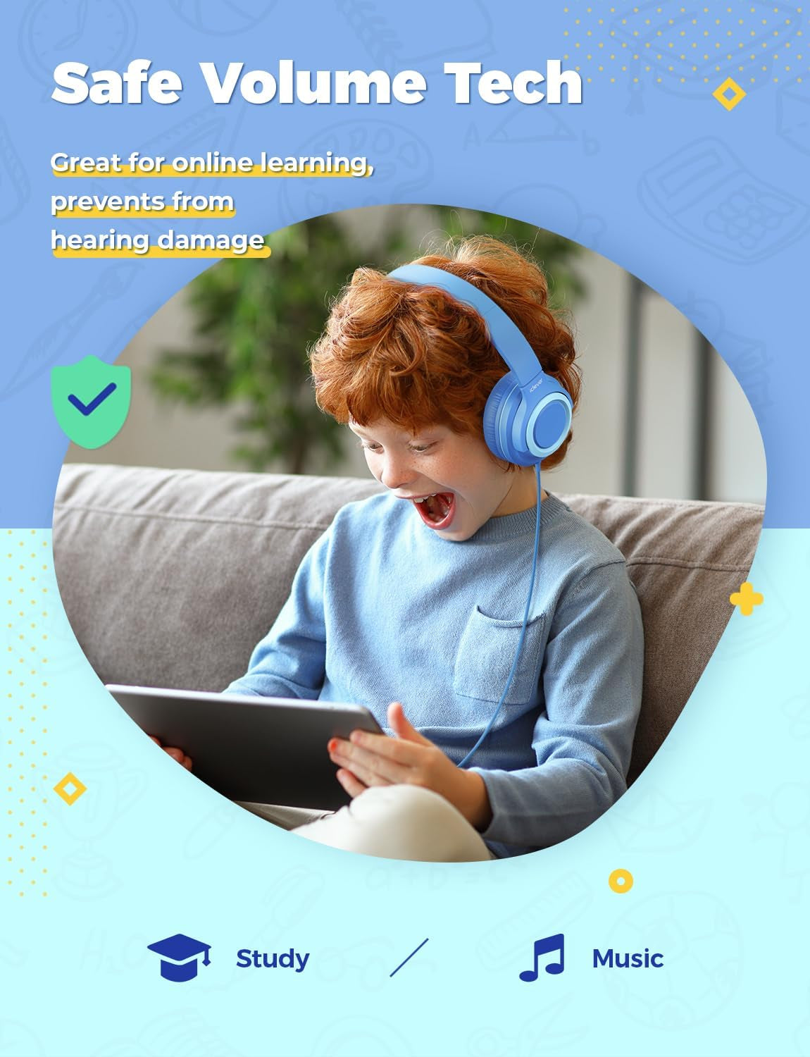 Cuffie per Bambini [2 Confezioni] – 94 Db Safe Volume Limited – Cuffie Wired per Bambini Con Splitter Condivisione, Tangle-Free Foldable Stereo Cuffie per Tablet