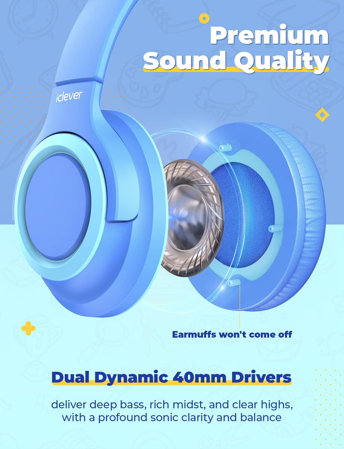 Cuffie per Bambini [2 Confezioni] – 94 Db Safe Volume Limited – Cuffie Wired per Bambini Con Splitter Condivisione, Tangle-Free Foldable Stereo Cuffie per Tablet