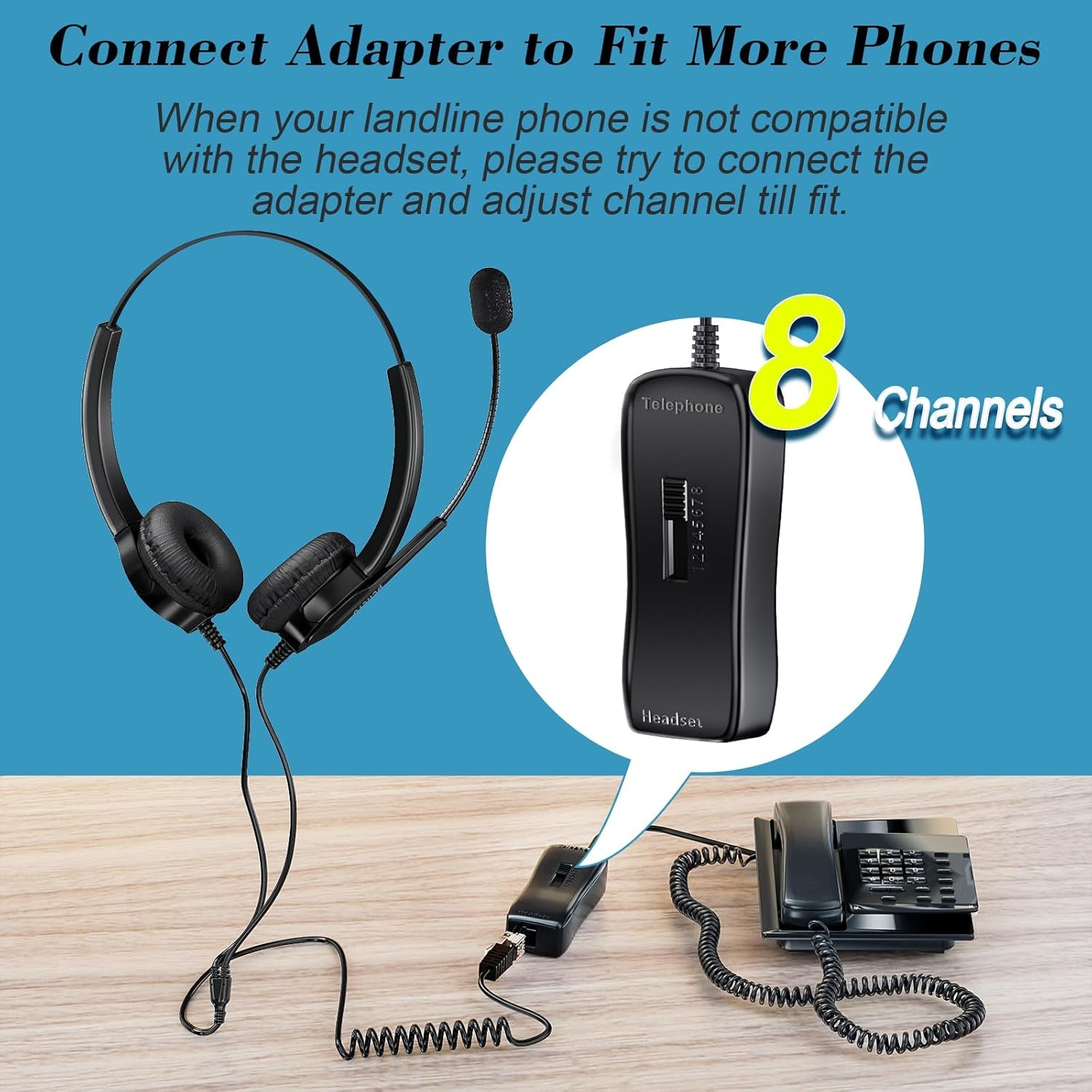 Cuffie RJ9 Regolabile per Telefono Fisso Call Center Regolare Con 4-Pin RJ9 Della Spina E Microfono