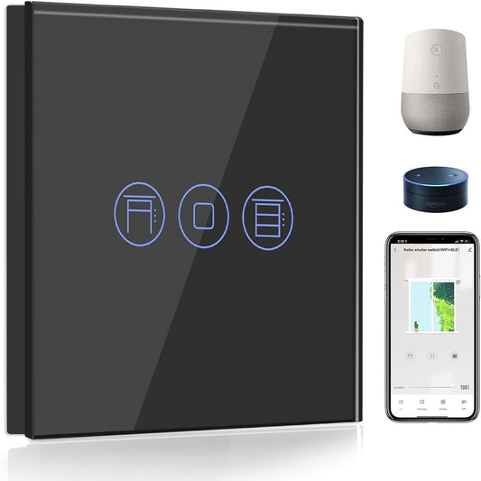 Interruttore Intelligente Wi-Fi per Tapparelle, Telecomando E Funzione Timer Con Smart Life/Tuya APP, Funziona Con Alexa Echo E Google Home, Interruttore per Tapparelle Wifi Con Pannello Touch