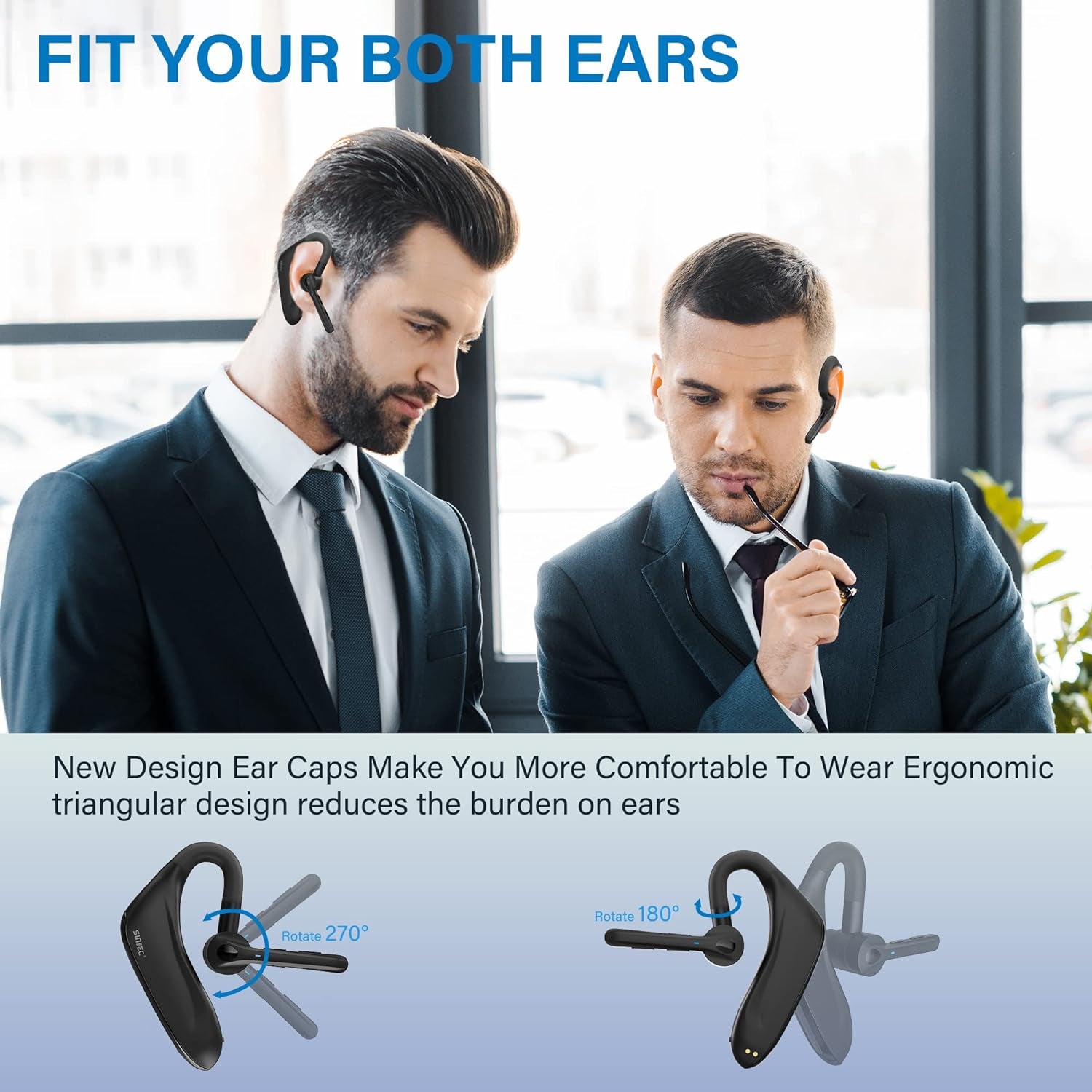 Cuffie Bluetooth Con Microfono Senza Fili Con Dongle USB-A, Con CVC 8.0 Dual Mic 45Hrs HD Vivavoce, per Affari, Ufficio/Guida, Compatibile Con Iphone E Android