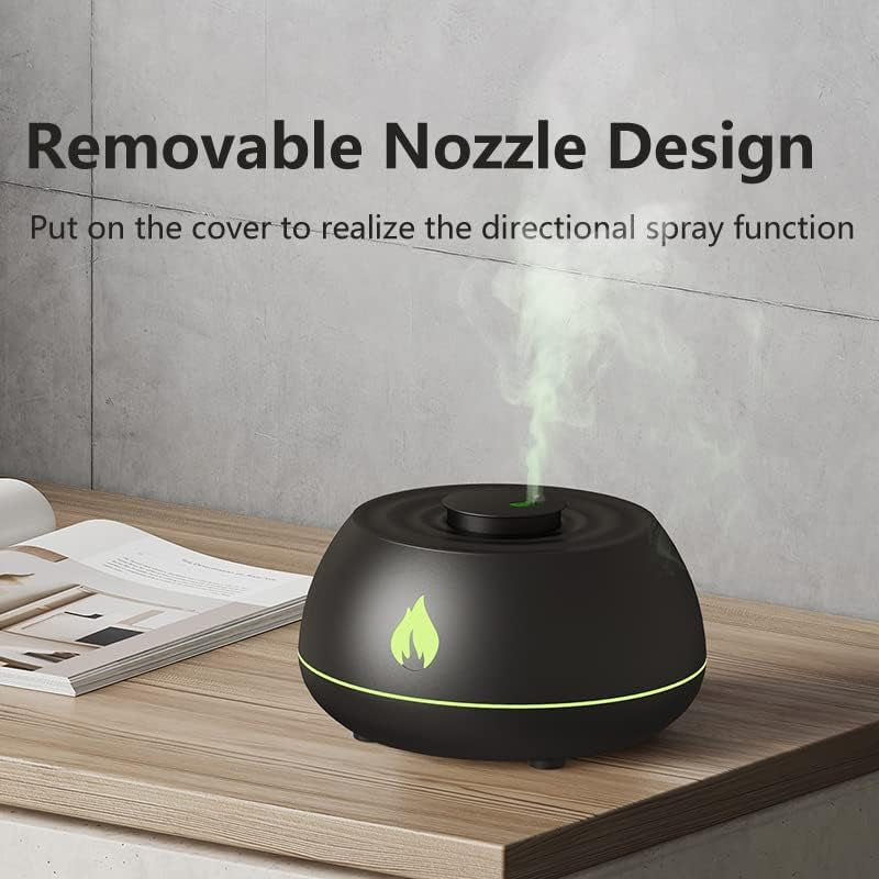 Flame Aroma Diffusore Di Oli Essenziali Umidificatore 7 Colori Fiamma per Casa, Camera Da Letto E Ufficio, Con Protezione Arresto Automatico Senza Acqua (Black)