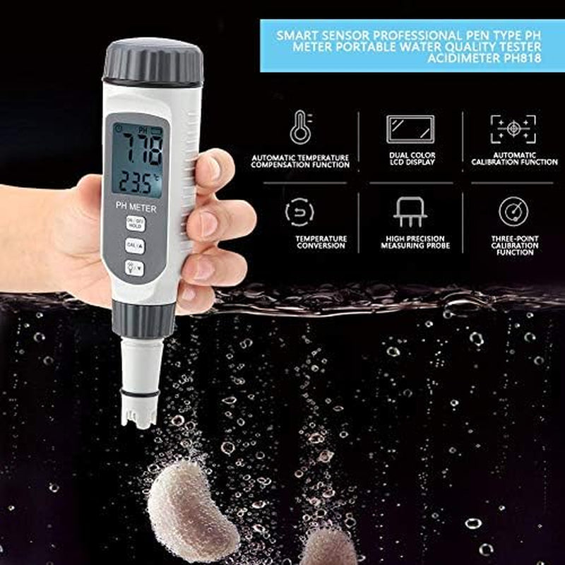 Misuratore Digitale Di Ph Professionale Misuratore Di Temperatura E Ph Portatile Di Qualità Dell'Acqua Tester Acidimetro PH818 0-14 Ph