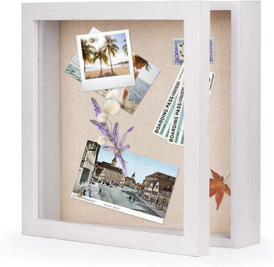 Cornice Porta Foto 3D in Legno Da Riempire per La Famiglia Amici Ecc. (28 X 28 Cm, Bianco)