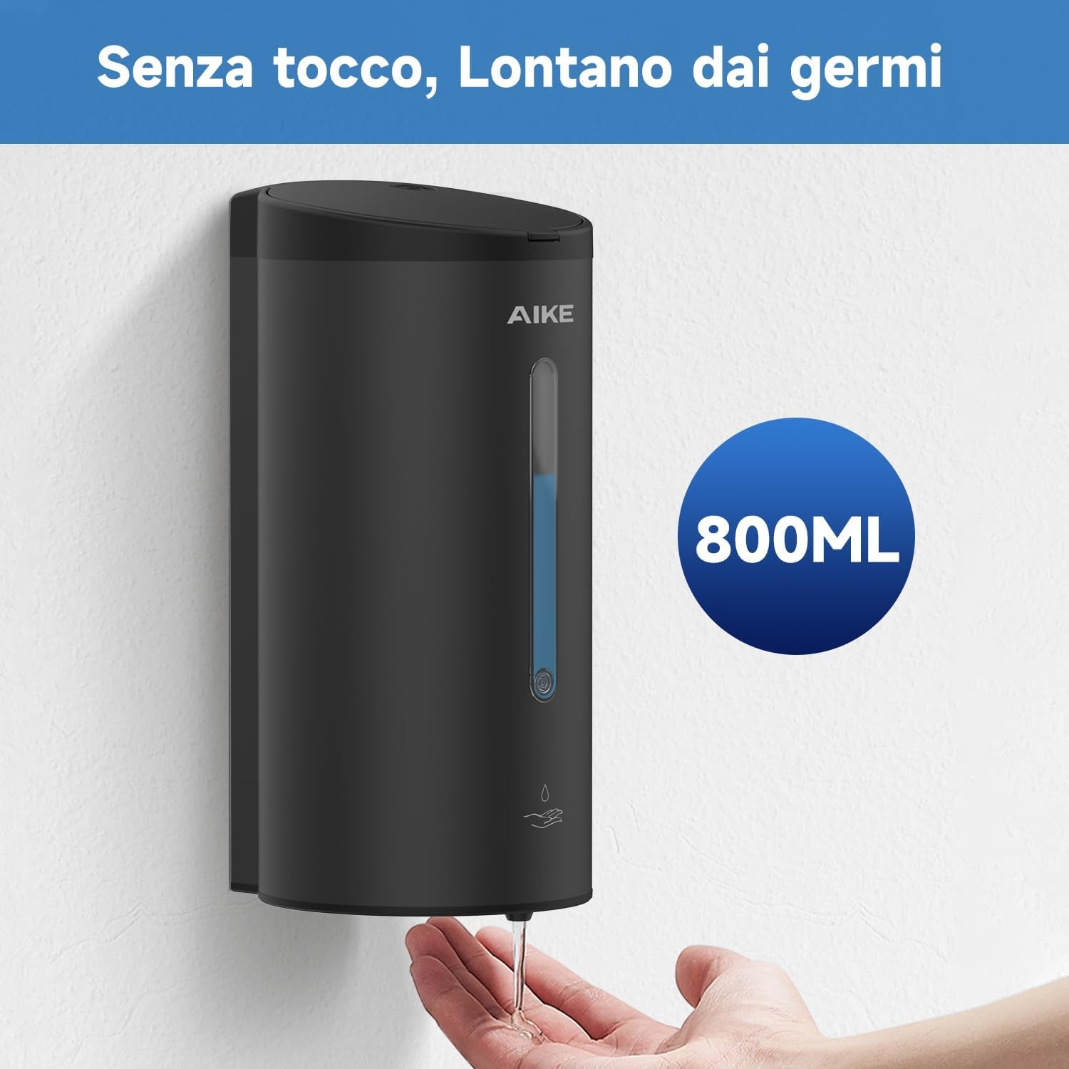 Nuovo AK1205C Dispenser Sapone Automatico Da Parete, 800 Ml Dispenser Sapone Acciaio Inossidabile, Distributore Di Sapone Disinfettante per Le Mani