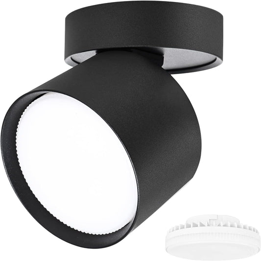 Faretto Da Soffitto a LED Orientabili Ø84*80Mm Con Modulo LED Intercambiabile 6W GX53 Lampadina LED Spot Light Nero Faretti Da Soffitto Luce Calda Bianca 3000K 550LM Apparecchio a Plafone