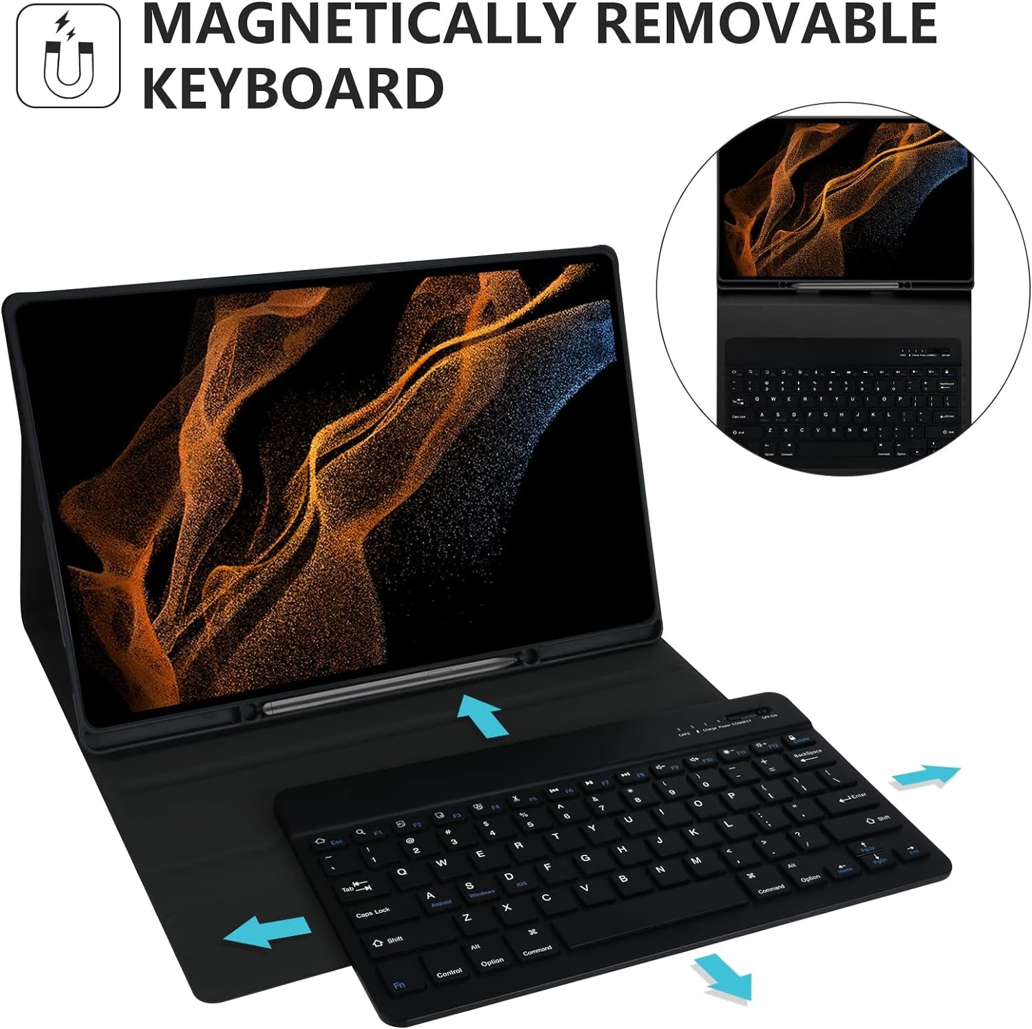 Custodia per Ipad Air 5 2022 Con Tastiera, Ipad Pro 11 2018/Ipad Air 4 2020, Tastiera Magnetica Rimovibile Senza Fili Bluetooth Con Layout QWERTZ, Addormentarsi Automaticamente/Svegliarsi