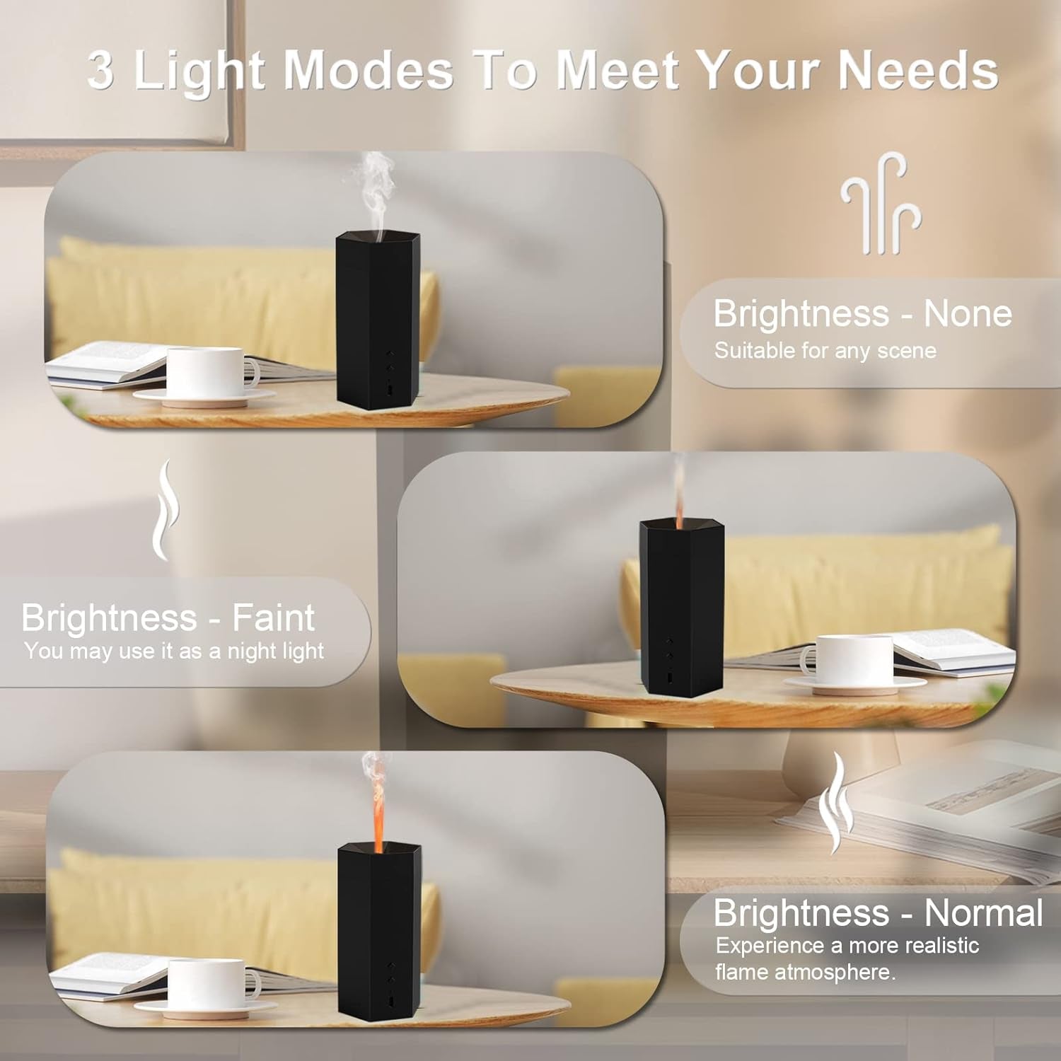 Diffusore Di Oli Essenziali E Di Aromi Senza Fili Effetto Fiamma, Ricaricabile, Luce Regolabile, Spegnimento Automatico - Diffusore Ambiente Elettrico per Yoga, Casa, Ufficio, Camera Da Letto