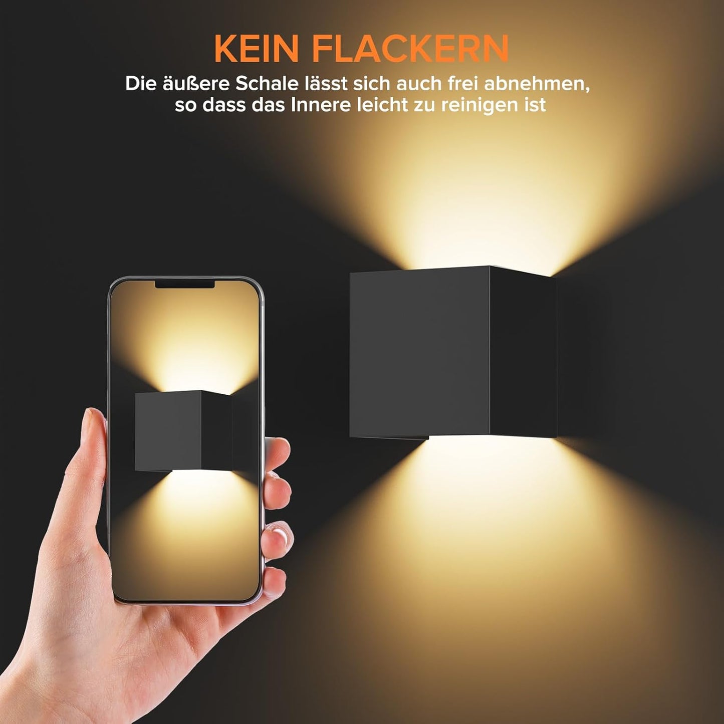 Applique Da Parete Interno, Applique Da Esterno, 12W Applique LED Da Parete Interno, 3000K Luce Bianca Calda, Fascio Regolabile Nero Applique Da Parete IP65 2 Pezzi