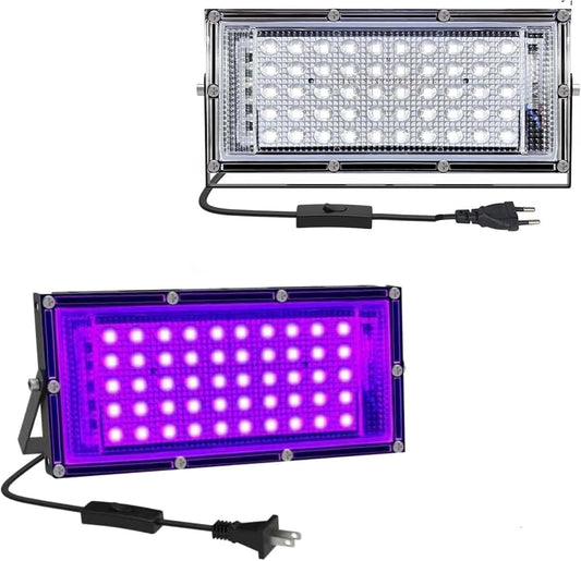 2 Faretti UV a LED Di Colore Nero, 50 W, IP66, Impermeabili, per Discoteca, Feste, Halloween, Decorazione per Palcoscenico, Accessori per Feste