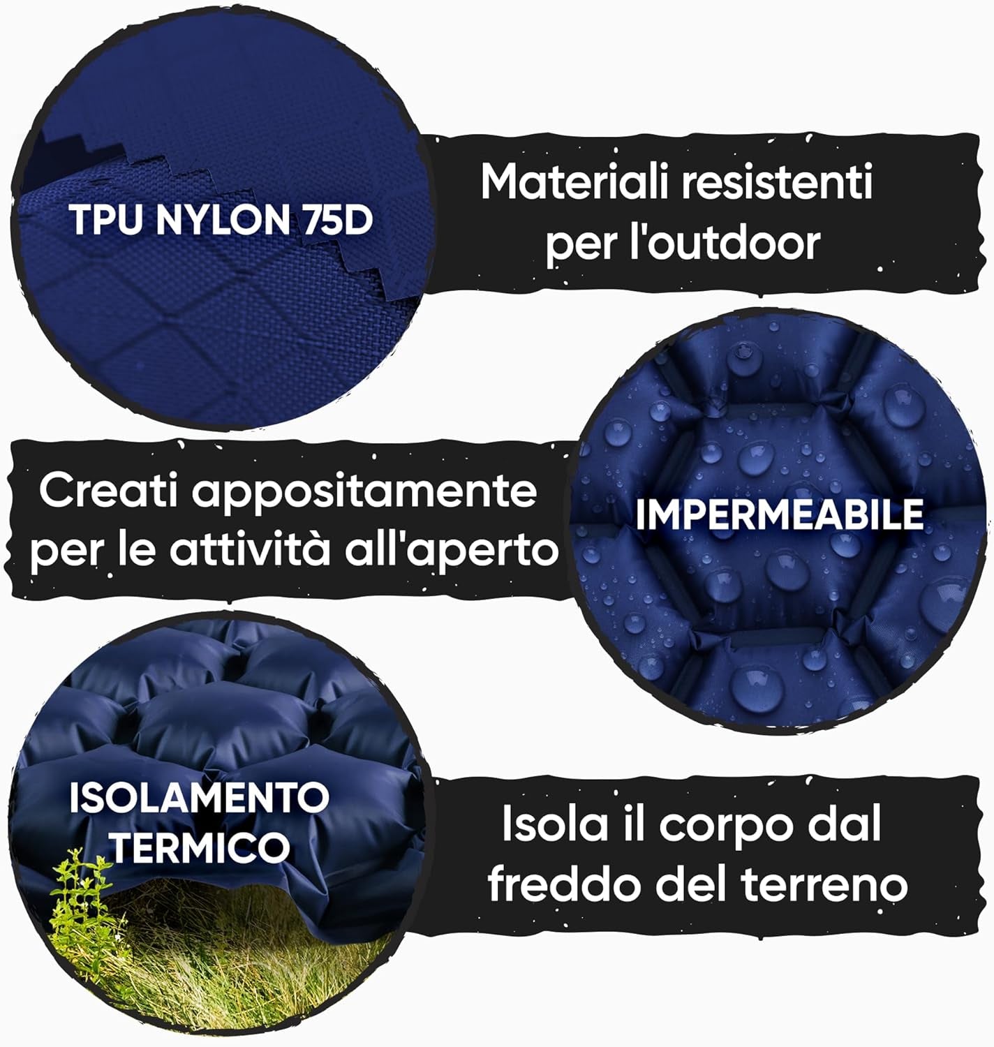 Materassino Campeggio Ultraleggero Ideale per Campeggio, Escursionismo, All'Aperto, Materasso Gonfiabile Compatto E Leggero - Airpad, Kit Di Riparazione Borsa per Il Trasporto