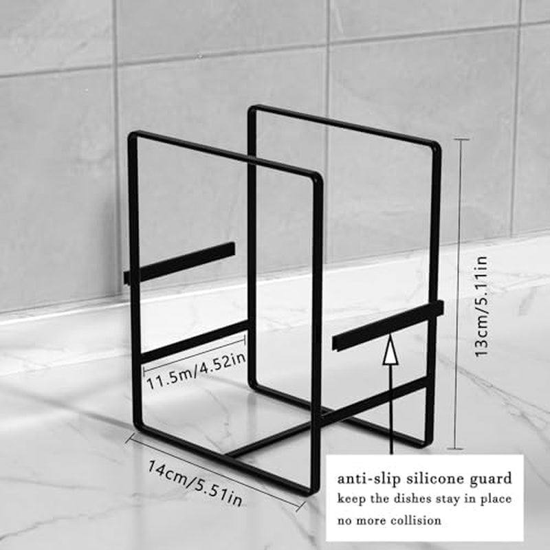 Porta Piatti Organizer per Piatti, Confezione Da 2, Rack Verticale per Scolapiatti in Metallo, per Bancone Della Cucina, 16,3 X 11,4 X 20,1 Cm, Nero