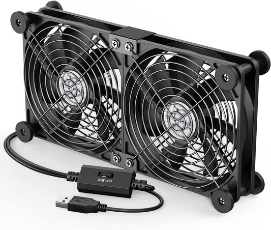 USB Ventole PC 2 in 1 120Mm 3 Velocità Regolabili Mini Ventilatore Doppia Fila Ventola 5V Con 8 Piedini Ammortizzanti 120Mm Ventola per PS5 PC TV Box Router Xbox PS4