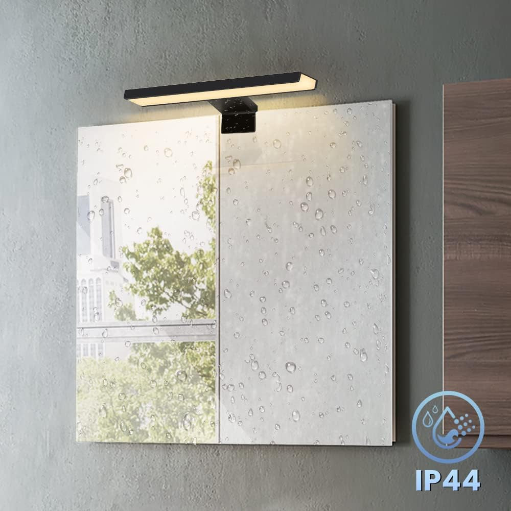 5W Lampada Da Specchio LED per Bagno 3000K Bianco Caldo, 30Cm 400Lm Lampada Da Armadio IP44, Lampada Da Bagno Nera per Spechio Luce per Trucco (300Mm)
