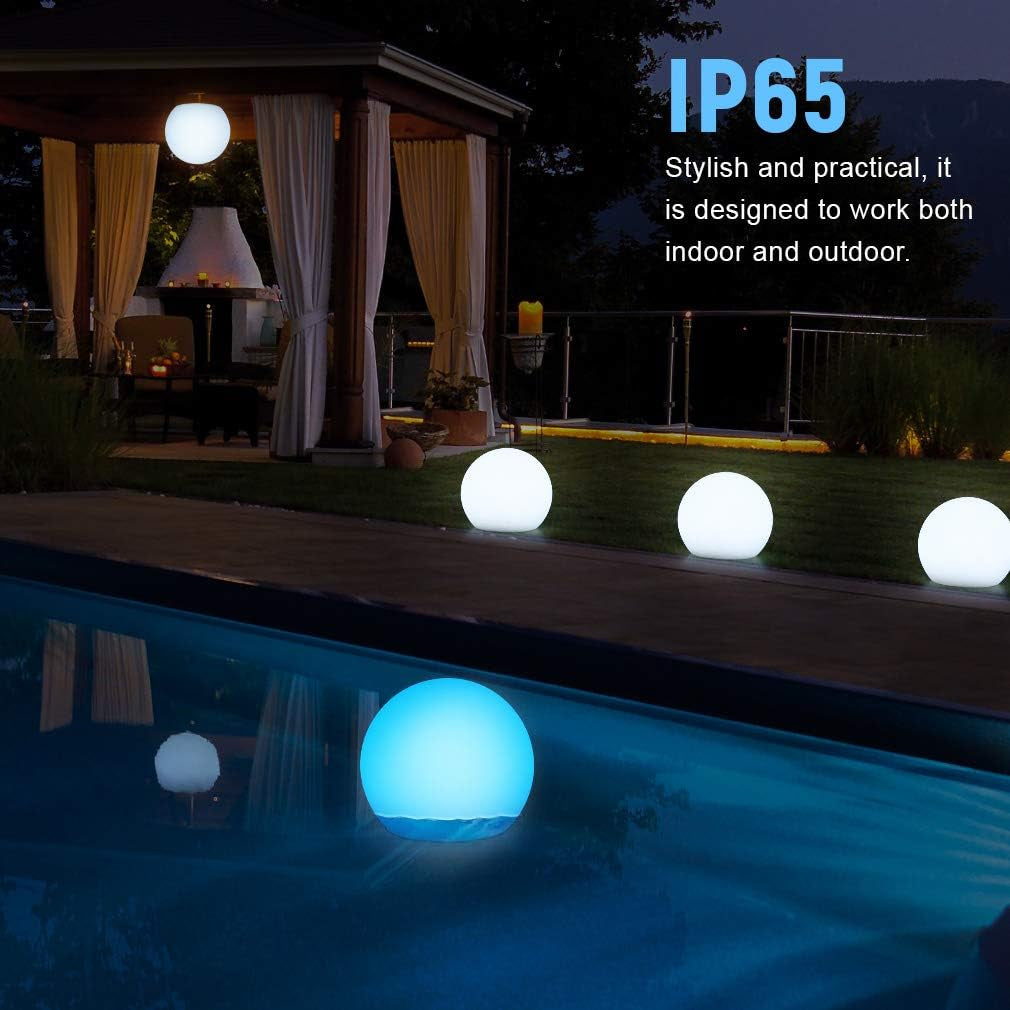 Lampada a Sfera a LED, Impermeabile, Galleggiante per Piscina, 16 RGB, Batteria Sostituibile, Impermeabile IP65, Decorazione per Piscina, 15 Cm, 16 Colori