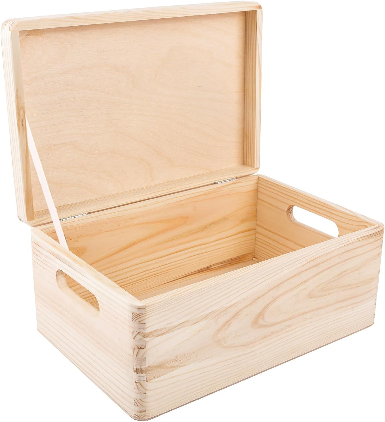 Scatola Portaoggetti in Legno, 30 X 20 X 14 Cm (+/- 1 Cm), Non Verniciata, Coperchio E Maniglie, Scatola in Legno, Scatola per Souvenir Di Natale, Scatola per Baule, Scatola