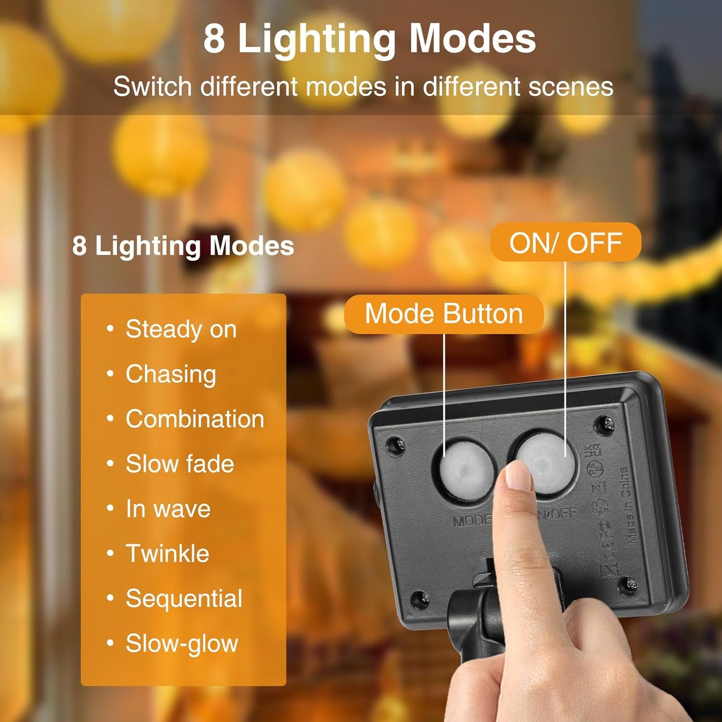 Btfarm Fata luminosa solare Lanterne da esterno, 8M Lanterna da esterno Resistente alle intemperie IP65 Fata luminosa da esterno 8 modalità Fata luminosa solare Decorazione per giardino, balcone, terrazza, cortile (Bianco caldo)