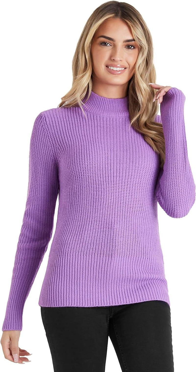 Maglione da donna con collo alto, maglione da donna lavorato a maglia