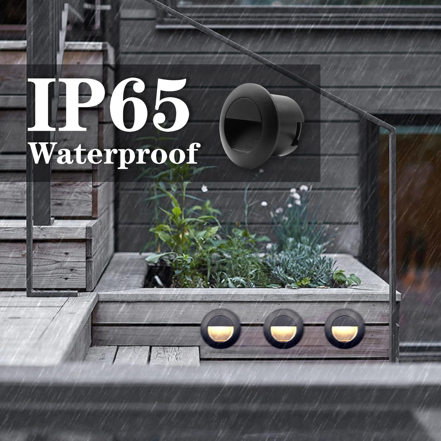 4Er Applique LED Da Incasso per Scale, 3W 3000K Tonde Applique Da Parete, 65Mm Luci Scale Con Scatola Da Incasso Illuminazione Da Parete, IP65 in Alu, per Interno Esterno Scale Giardino, Nero