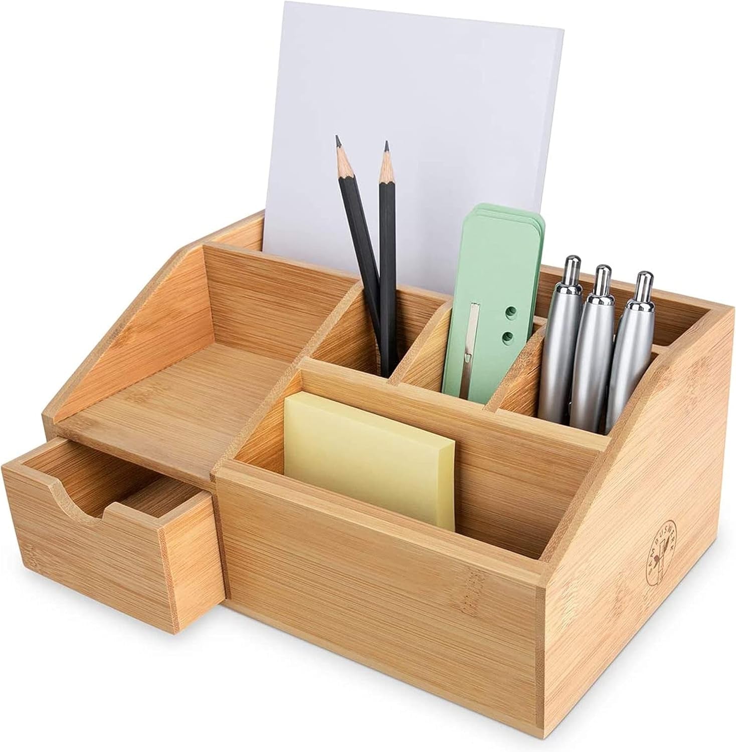 | Organizer Scrivania Bamboo – Portaoggetti Multifunzionale Ed Elegante Con Più Scomparti – Disponibile in 3 Dimensioni – Realizzato in Legno Di Bambù – Dimensioni 11X24X25 Cm