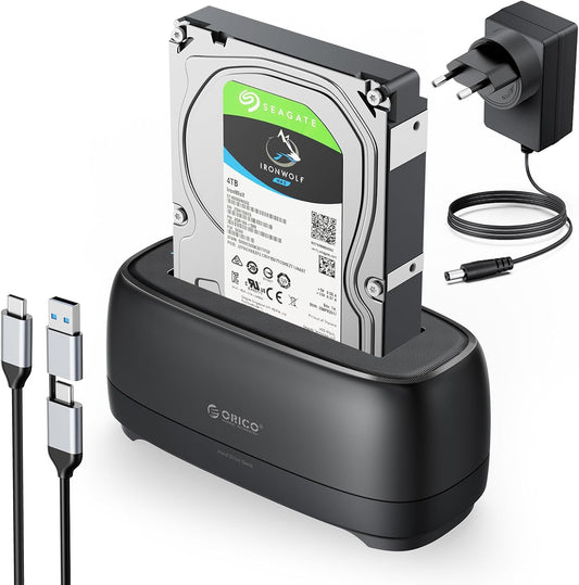 Case per Hard Disk SSD SATA Da 2,5 E 3,5 Pollici, 1 Bay USB C Docking Station per Disco Rigido Fino a 20TB Con UASP E Cavo 2-In-1 (DD18C3)