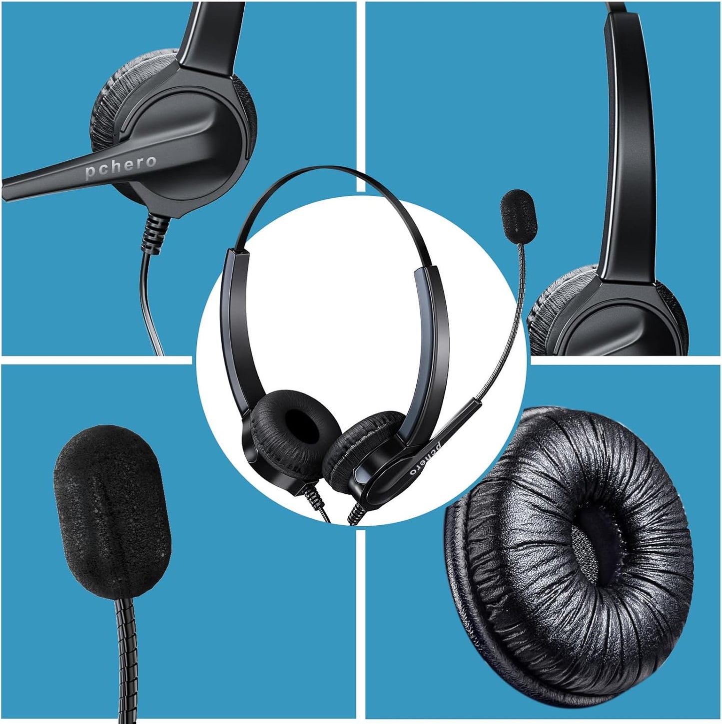 Cuffie RJ9 Regolabile per Telefono Fisso Call Center Regolare Con 4-Pin RJ9 Della Spina E Microfono