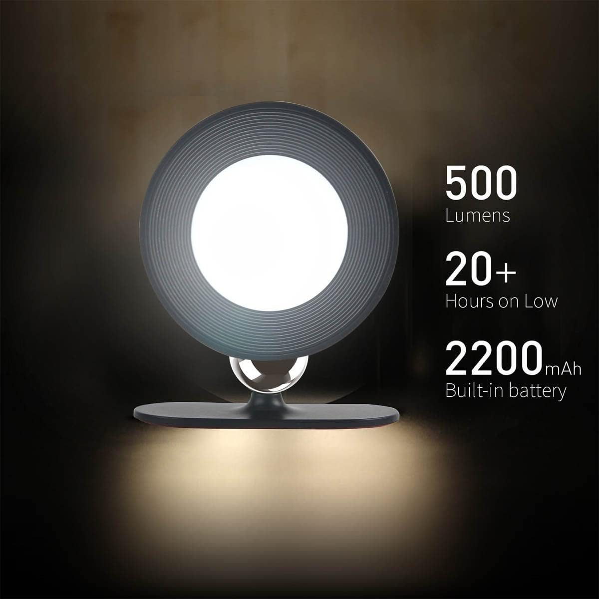 Lampada a LED Senza Fili Da Parete Con Ricarica USB-C E Supporto Magnetico Girevole a 360°, 3 Modalità Di Colore, Dimming a 3 Livelli (Colore Nero, Confezione Da 2)