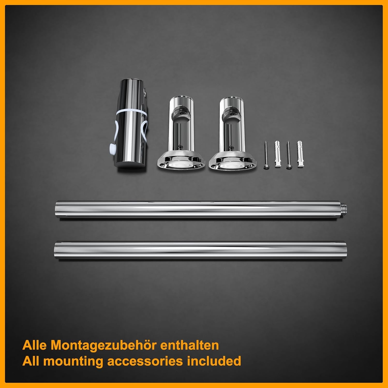 Colonna Doccia Barra Doccia 70Cm in Acciaio Inox, Set Asta Doccia Saliscendi Cromata Con Supporto per Soffione Doccia E Fissaggi a Parete Variabili per Adattarsi Ai Fori Esistenti