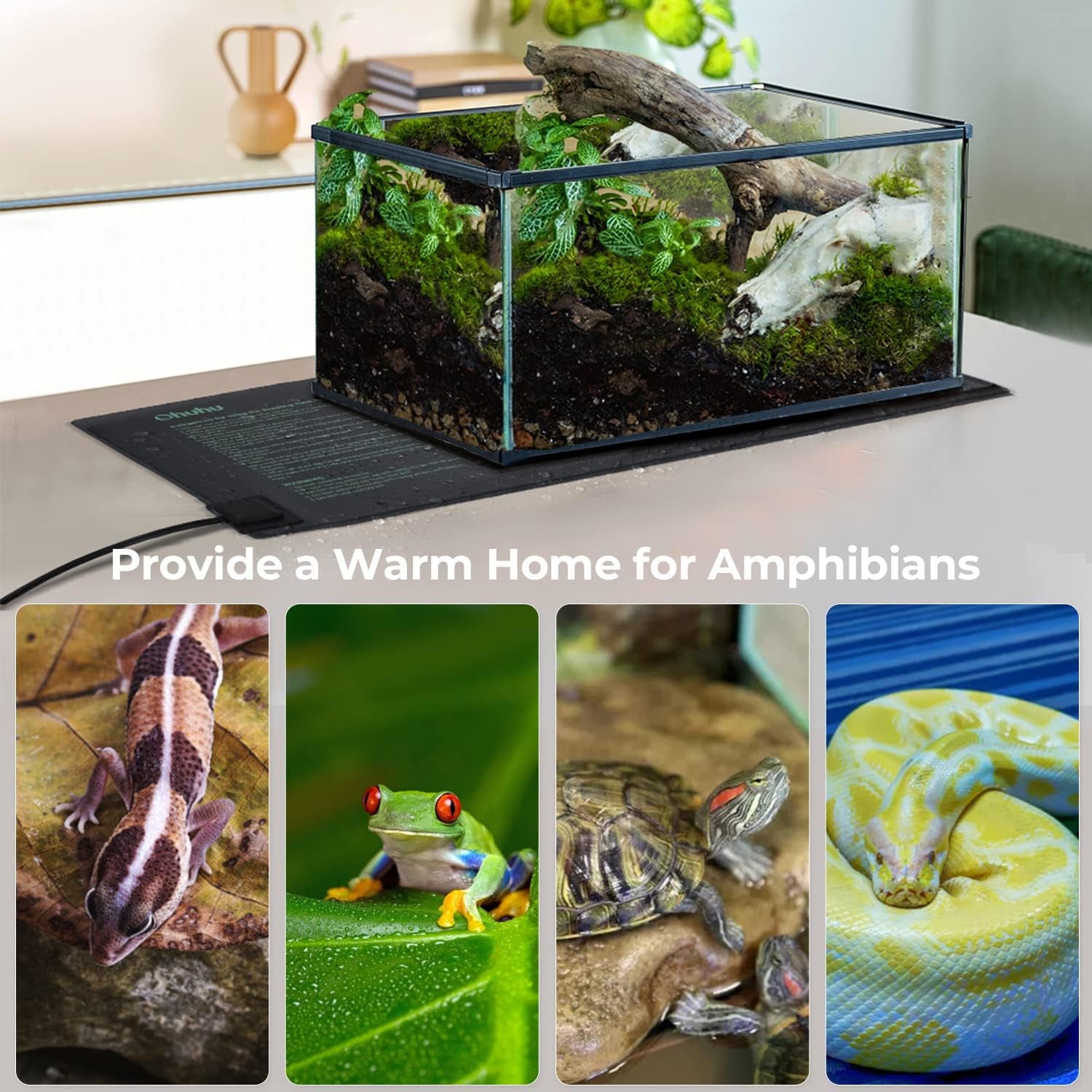Tappetino Riscaldante Tappeti Riscaldanti per Animali Idroponica 2 Pezzi, 21 Watt Tappeto Piastra Riscaldante per Serra Germinazione Giardino Idroponica Rettile Terrario, 25X52 Cm
