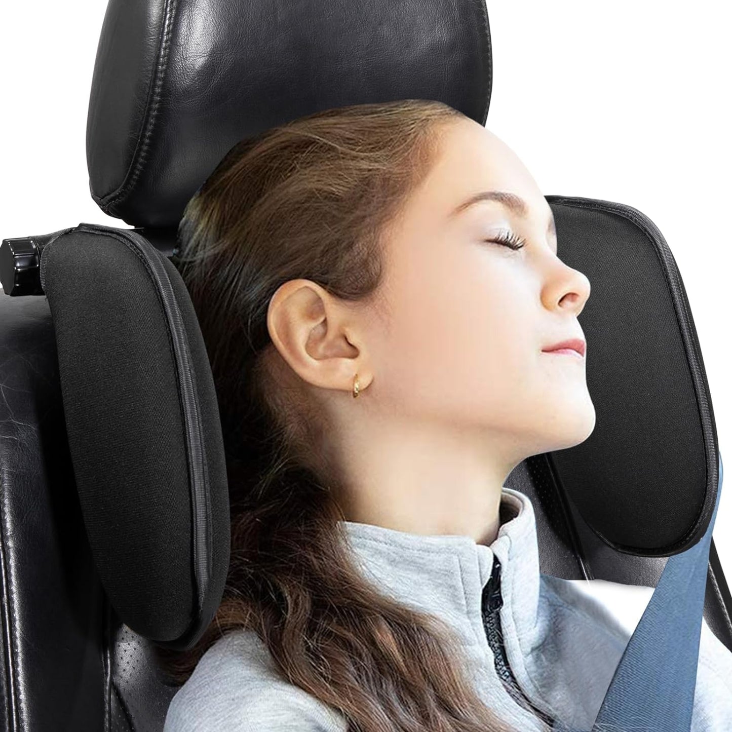 Poggiatesta Auto Bambini, 180° Regolabile Poggiatesta Auto, Cuscino Da Viaggio Bambini, Supporto Testa Seggiolino Auto, Poggiatesta Ergonomico per Auto, Reggitesta Bambini Auto (Nero)