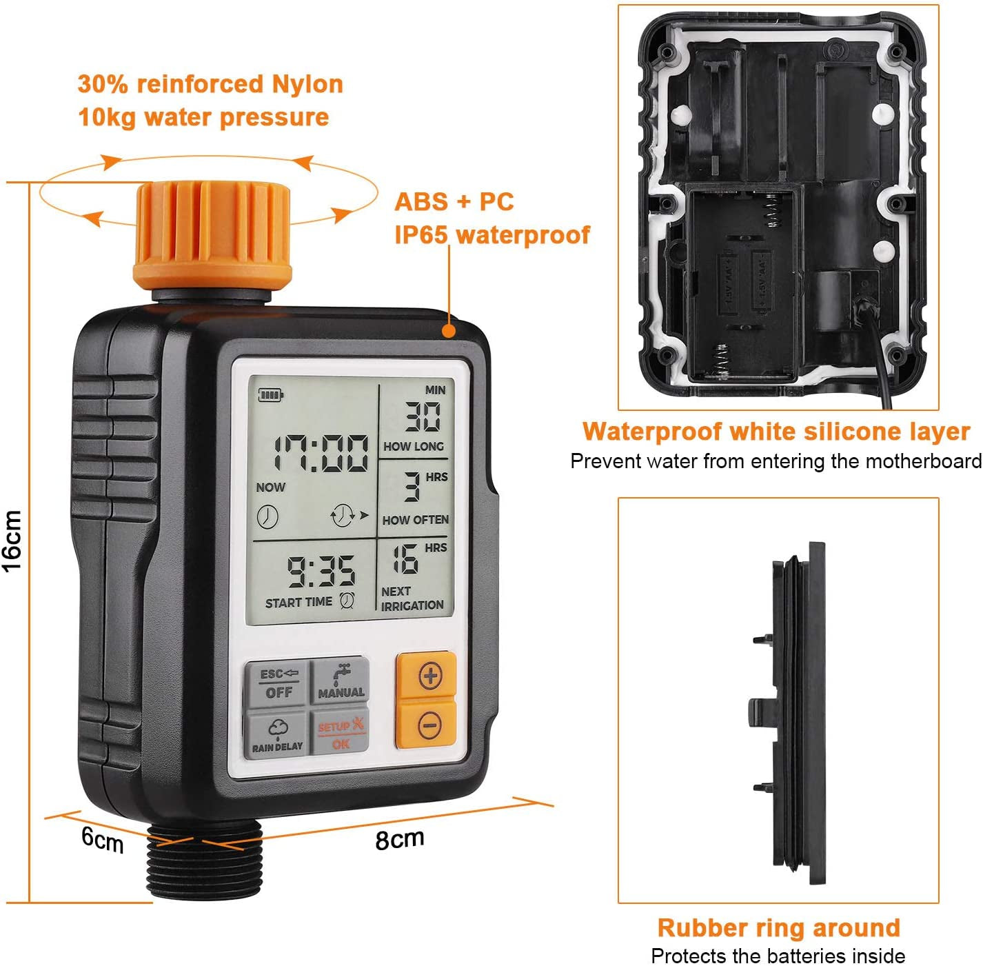 Programmatore per Irrigation Giardino Computer Irrigazione IP65 Timer Automatico Dell'Acqua Facile Controlla