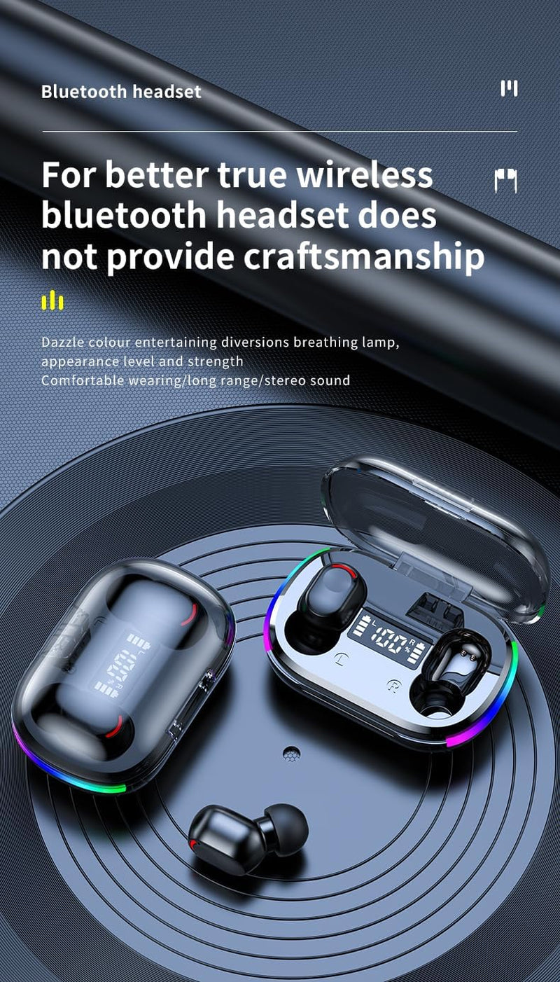 Cuffie Wireless AI-7B, Cuffie Wireless Bluetooth 5.3, Cuffie Stereo Bluetooth Hifi Con Display a LED Nell'Orecchio Controllo Tattile Con Cancellazione Del Rumore IP7 Impermeabile