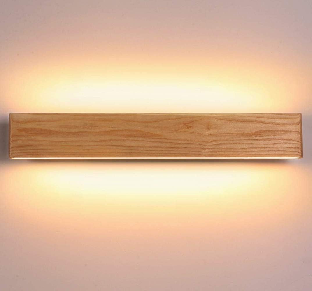 Lampada Da Parete LED Interni Legno Applique Da Parete Su E Giù Lampada a Muro per Soggiorno Camera Da Letto Corridoio Scala Bianco Caldo (52Cm)